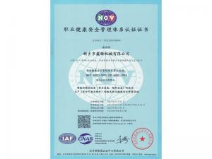 職業(yè)健康安全管理體系認證證書